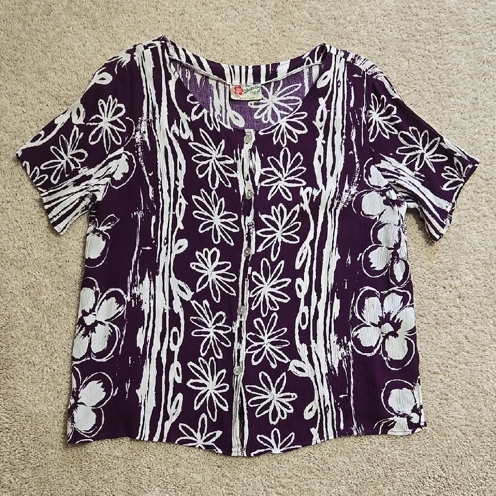 Hilo Hattie Purple Floral Women's Top